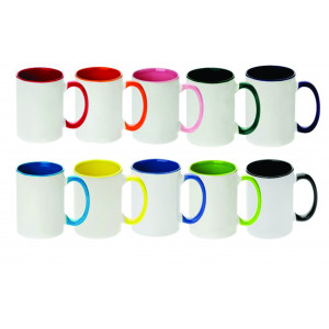 Cana (cana) cu maner colorat, colorat in interior Tank pentru imprimare prin sublimare